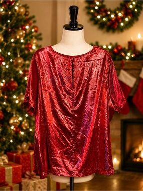 Lane Bryant Size 24 Red Shimmering Women’sTop